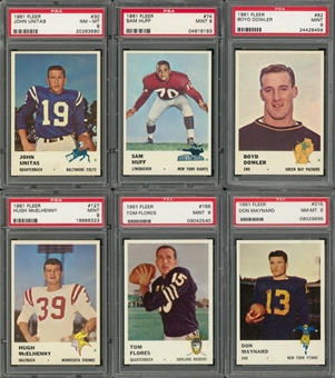 1961 Fleer Football PSA-Graded Collection (36 Different) Including Unitas